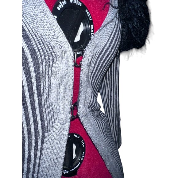 Urban Outfitters Janis Faux Fur Trimmed Ribbed Duster Cardigan Sz XS Front Clasp - Picture 6 of 16